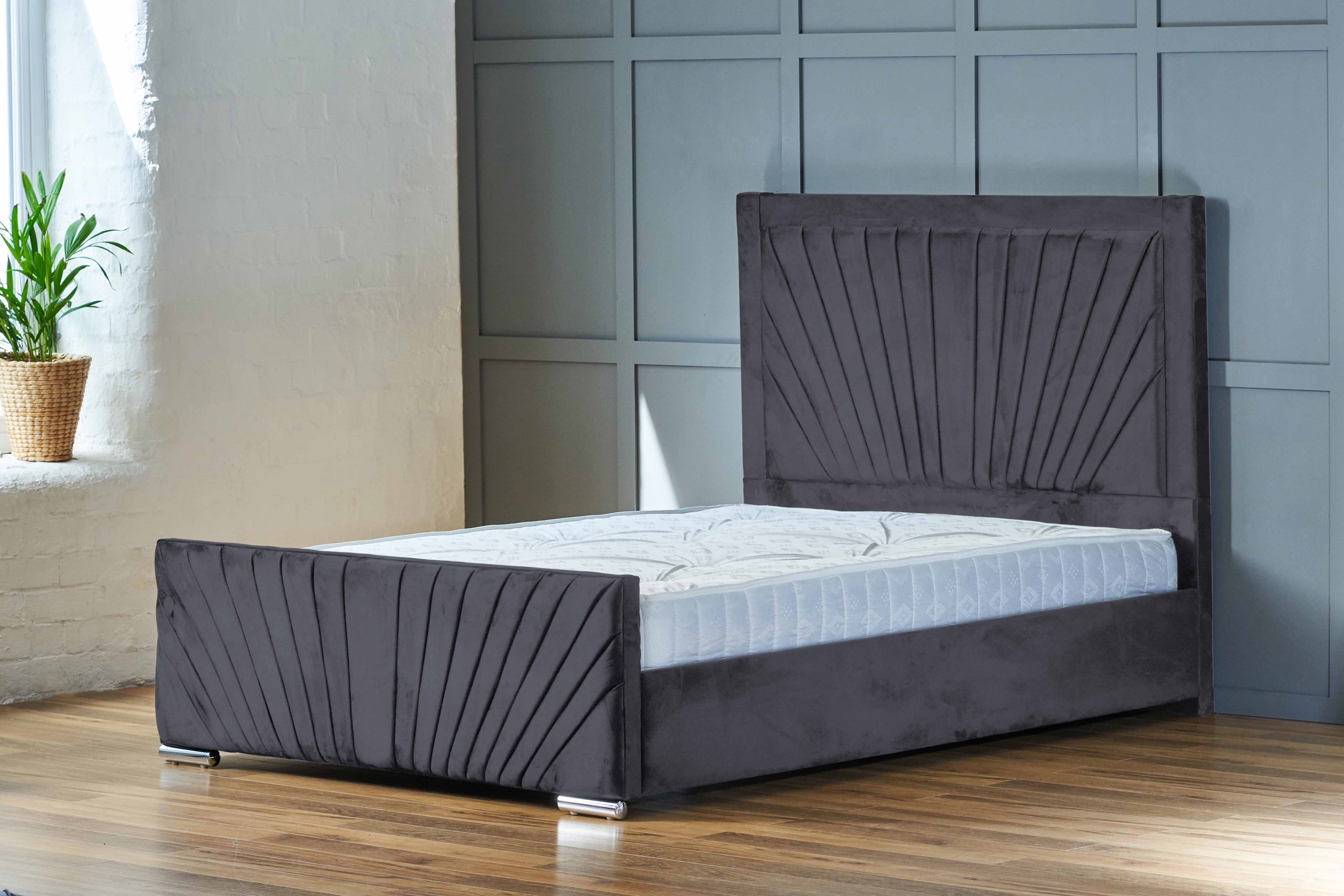 Peacock Bumper Upholstered Fabric Bed Frame