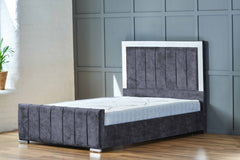Panel Mirror Upholstered Fabric Bed Frame