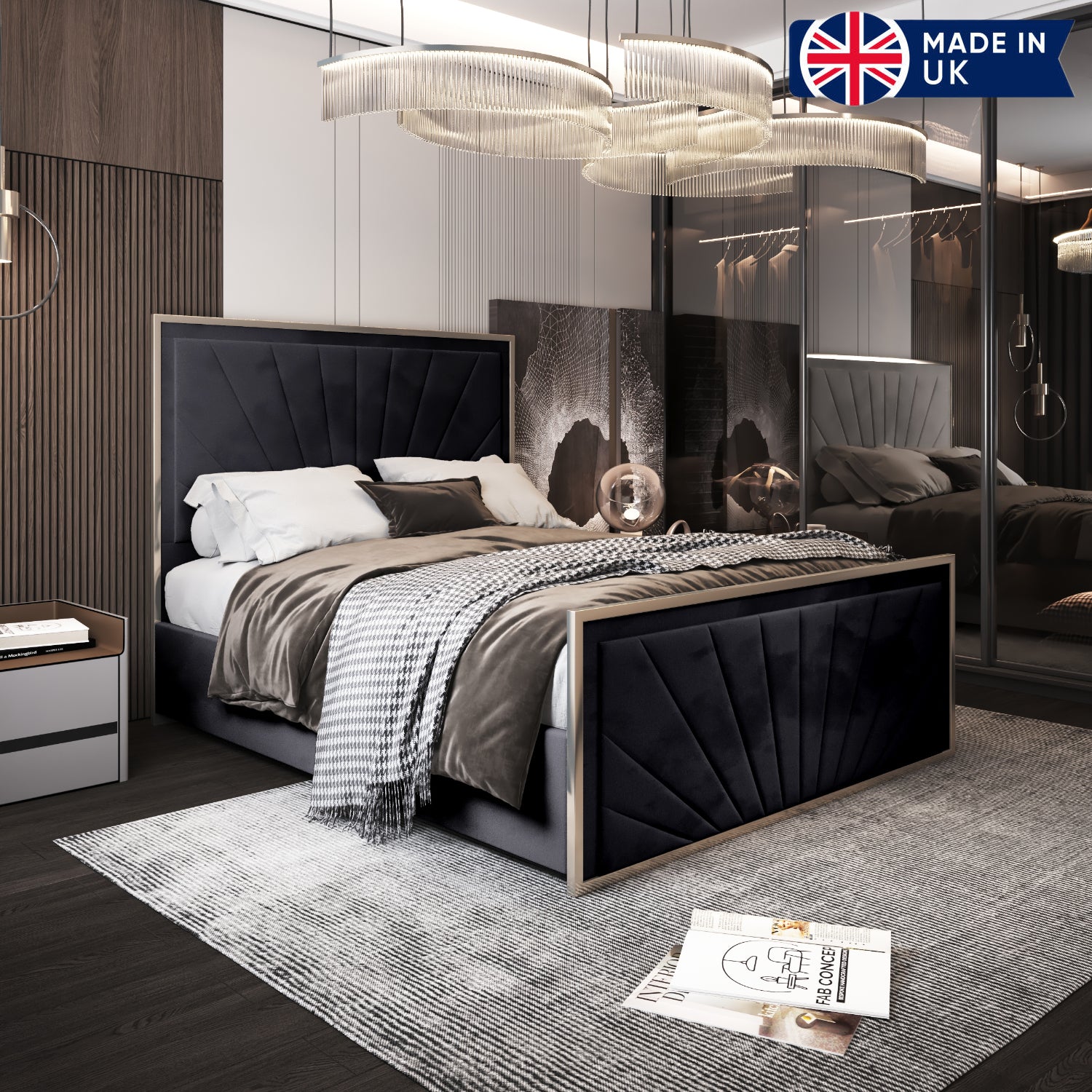 Kyvin Upholstered Soft Velvet Metal Bed Frame - Made In UK | Luxury Bed ...