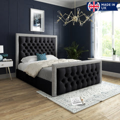 Tilly Glitter Border Upholstered Soft Velvet Bed Frame