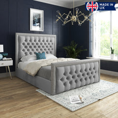 Tilly Glitter Border Upholstered Soft Velvet Bed Frame