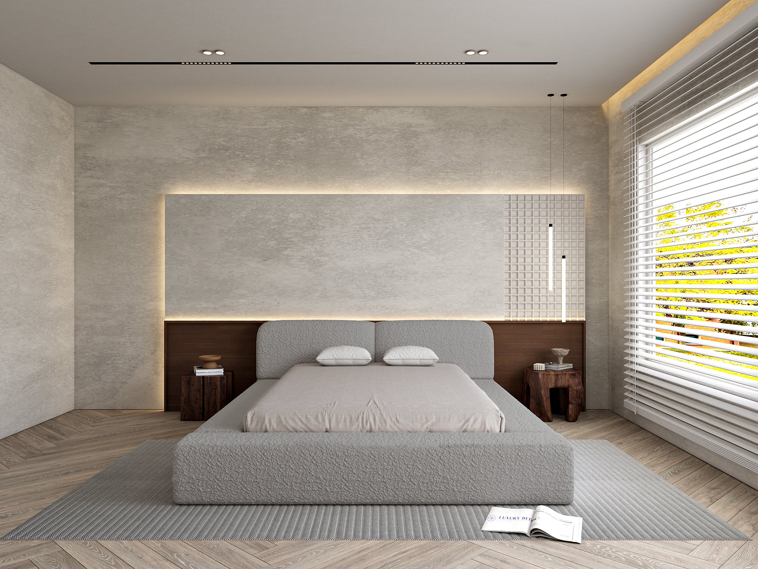 Ariana Boucle Upholstered Low Bed Frame - Made In UK | Luxury Bed Online
