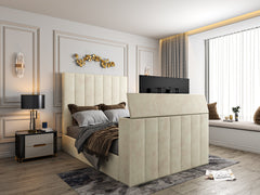Monira Upholstered Soft Velvet Line Tv Bespoke Bed Frame