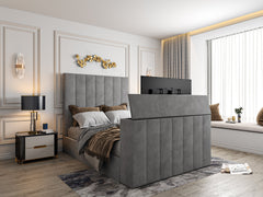 Monira Upholstered Soft Velvet Line Tv Bespoke Bed Frame